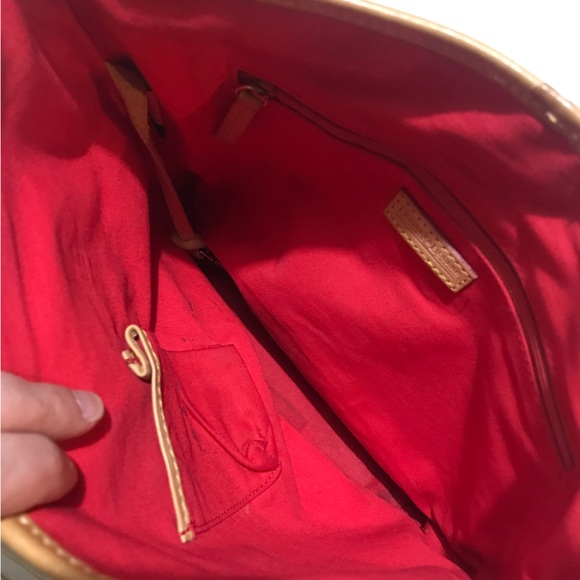 Dooney & Bourke Picnic Ant Colorful Spring Plaid Fabric Leather Satchel Purse - Picture 7 of 9